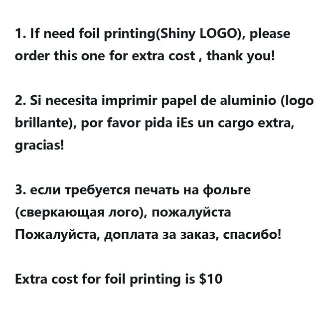 Metal Color:Foil Printing Fee