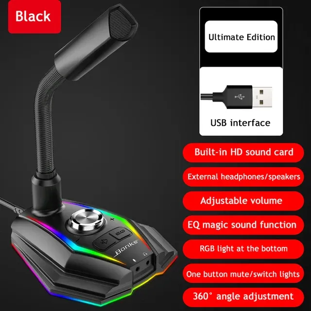 중국 블랙 USB RGB Eq