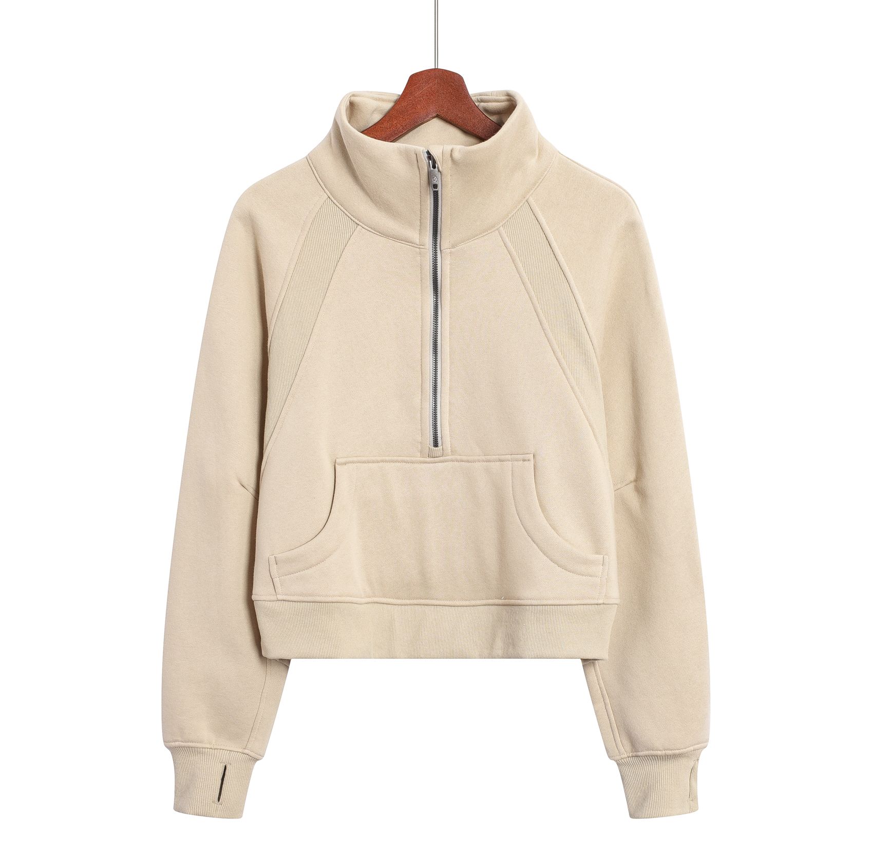 Light  Camel【Half zip mock neck】