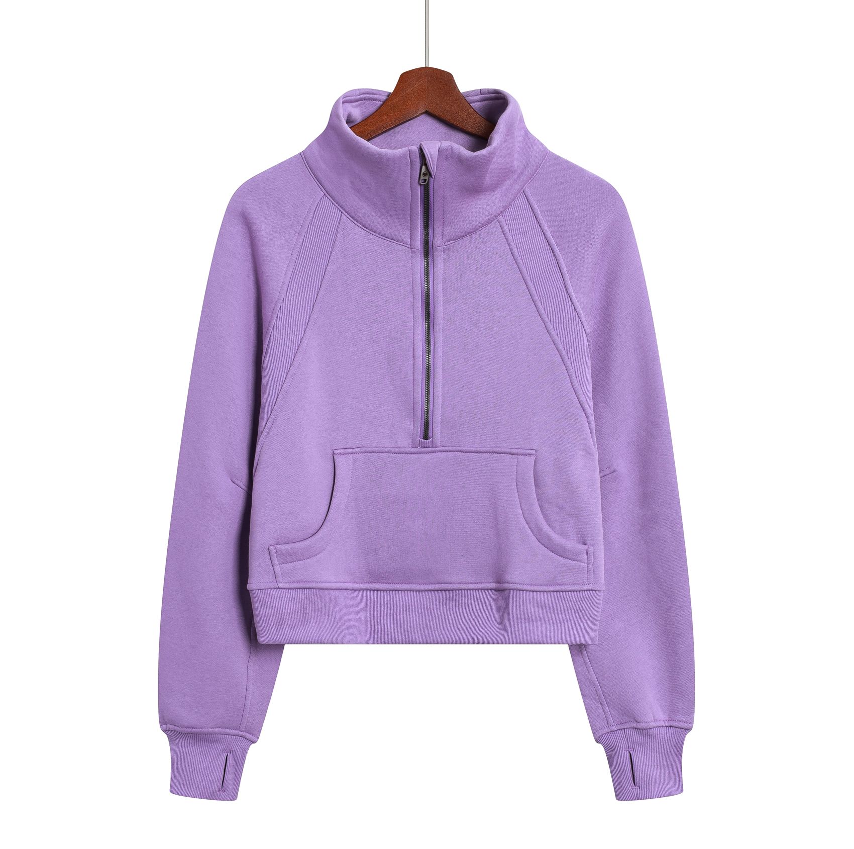 Purple【Half zip mock neck】