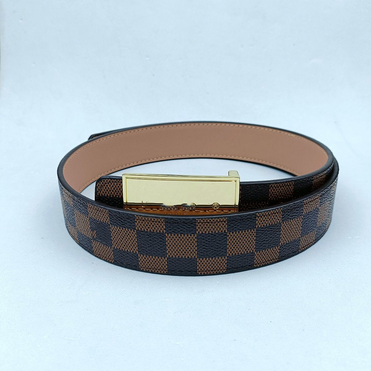 6#Gold button brown check