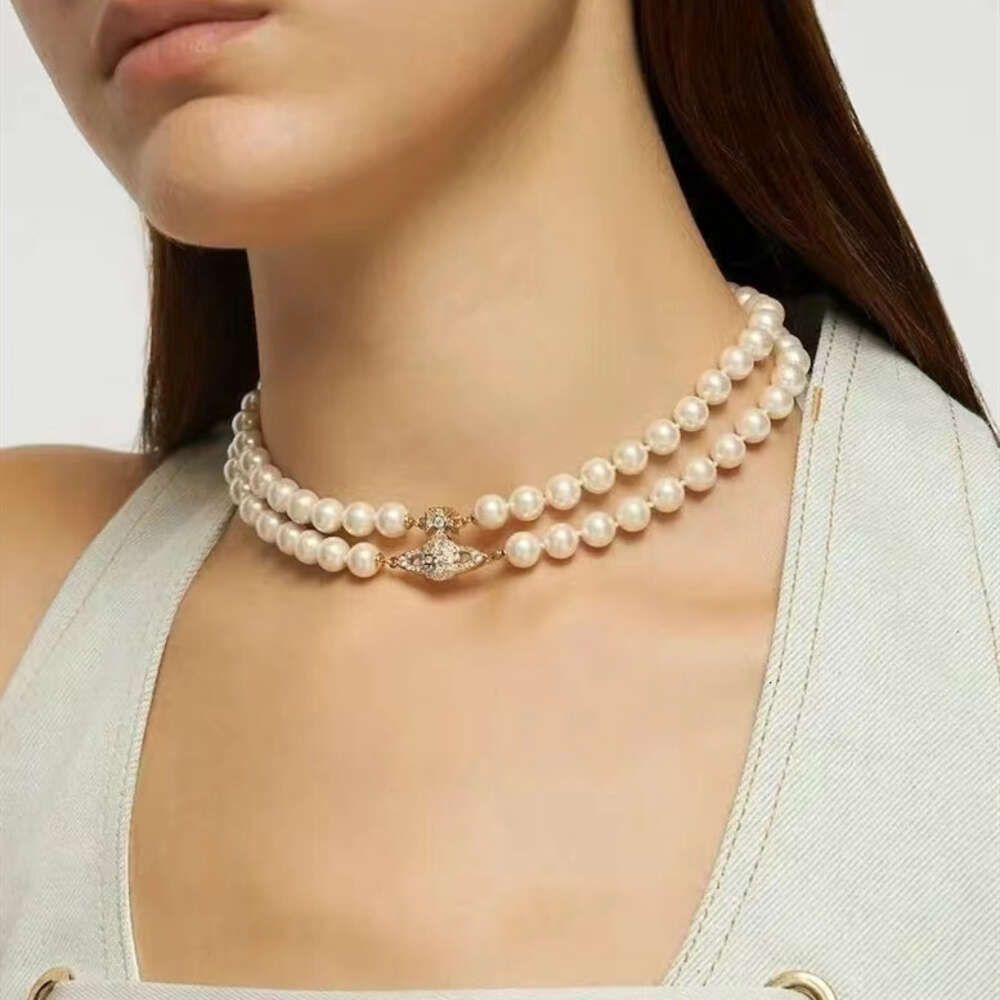 Gold Double Pearl Necklace