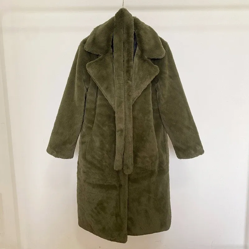 army green fur coat