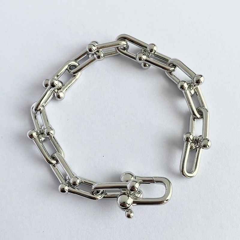 Pulsera gruesa plata talla 16