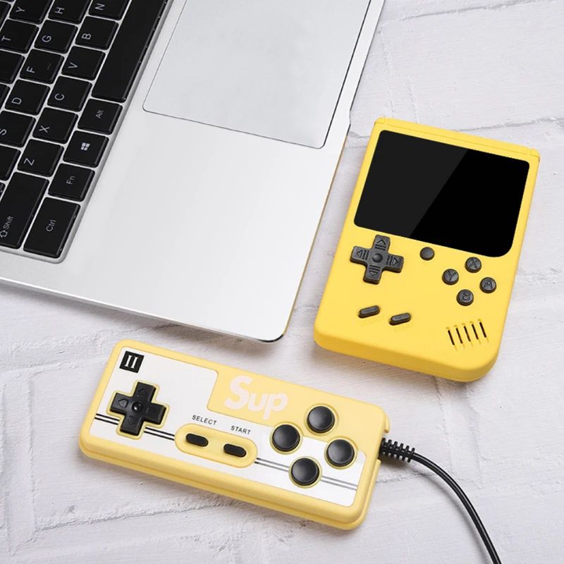 Couleur : jaune avec manette de jeu.