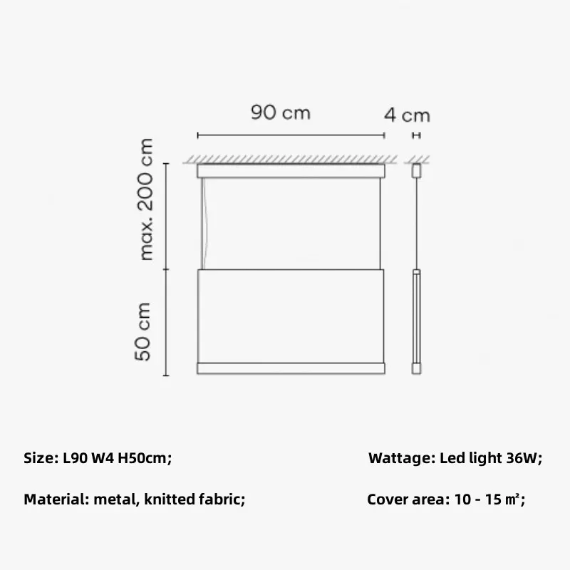 white light 6500K white metal L90 H50cm