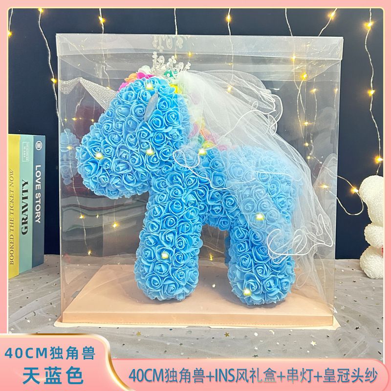 Sky Blue-40cm Unicorn Instagram-stil