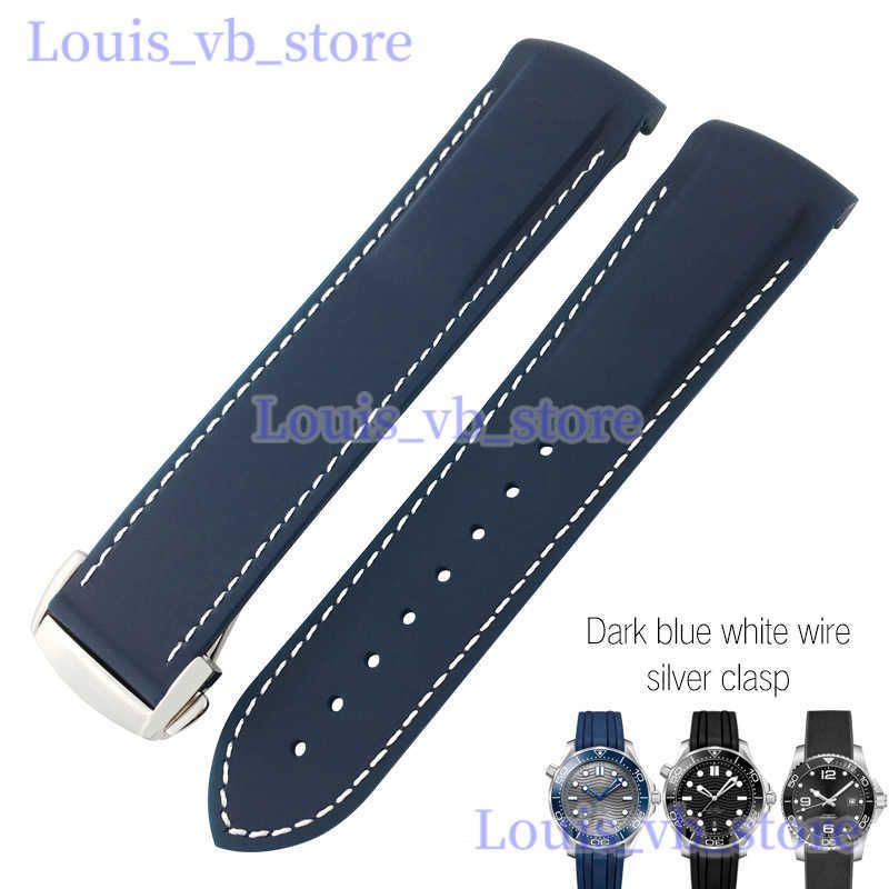 Blue White-21mm Silver Buckle