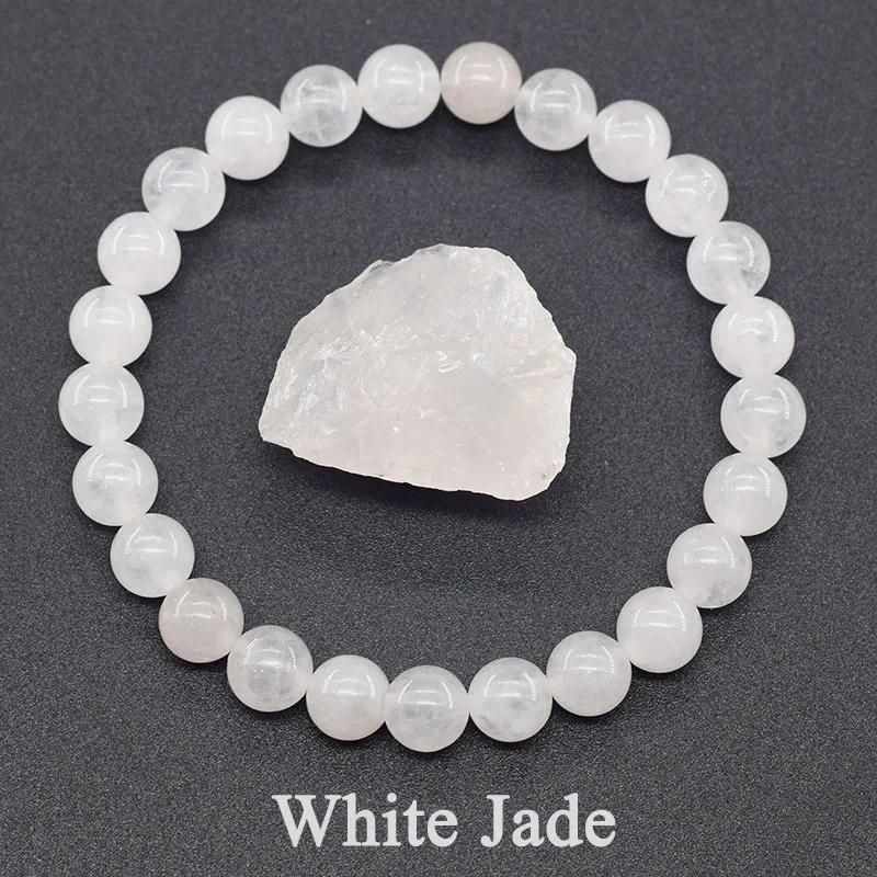 Perles de 6 mm 17 cm (6,69 pouces) 8 jade blanc