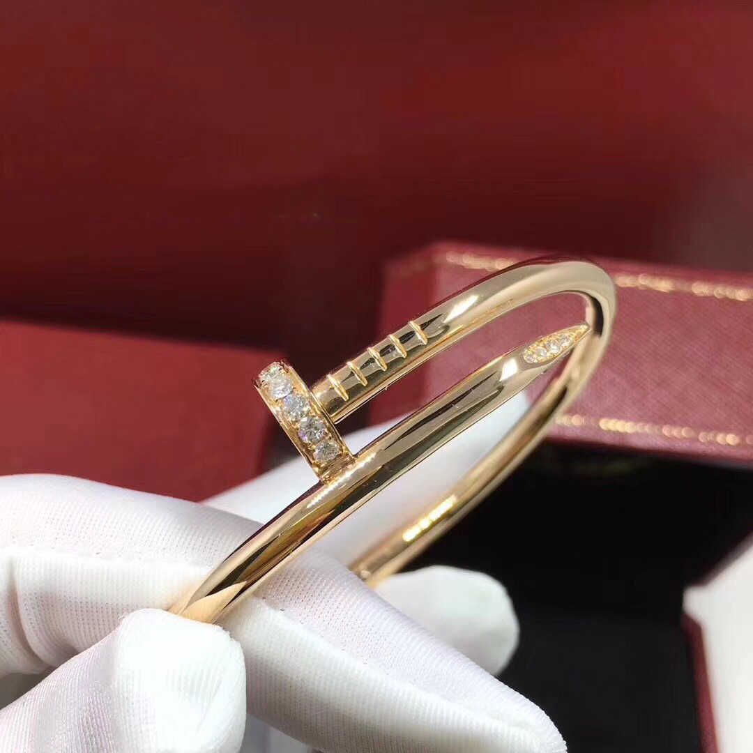 Gold - Diamond Set Nail Bracelet-17 Code