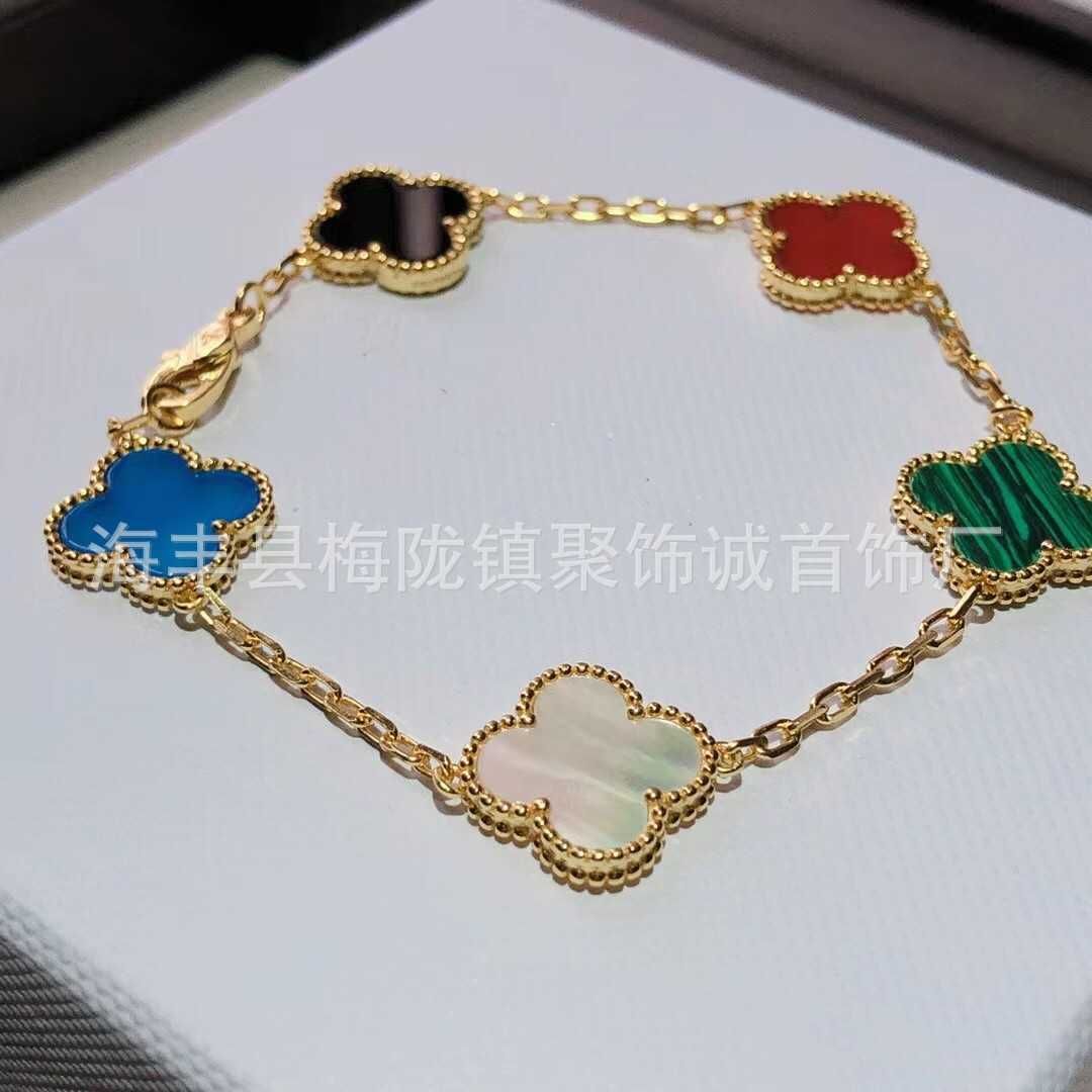 Fünffarbiges Blumenarmband aus Gold – 925 Si