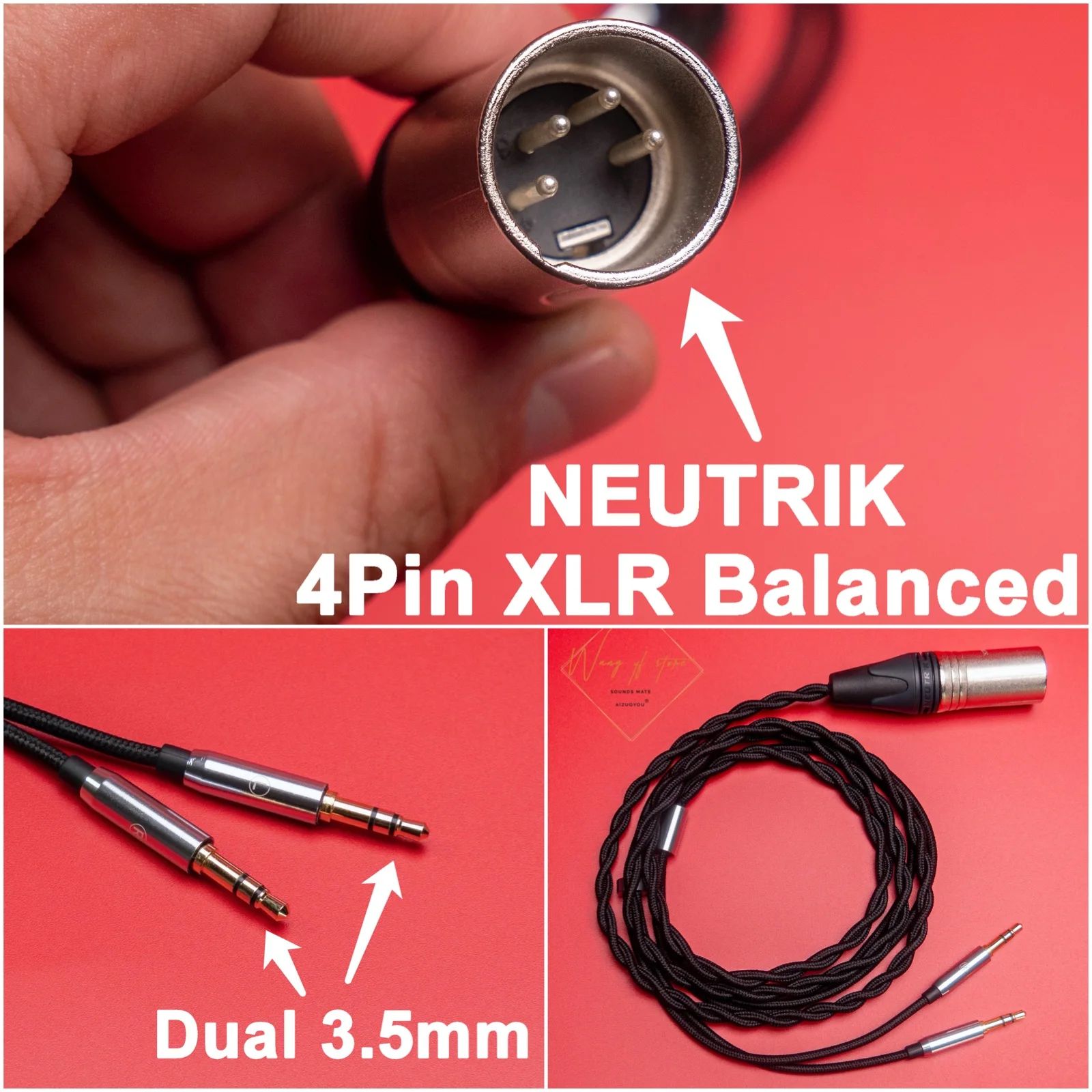 4pin XLR çift 3,5 mm