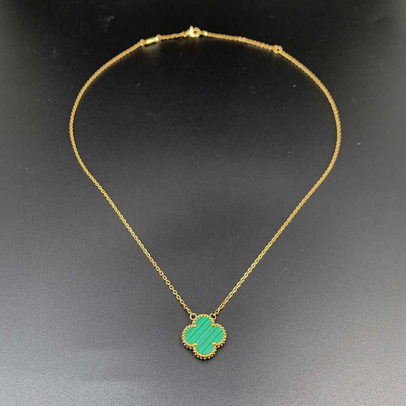 Collier à cinq fleurs en malachite dorée