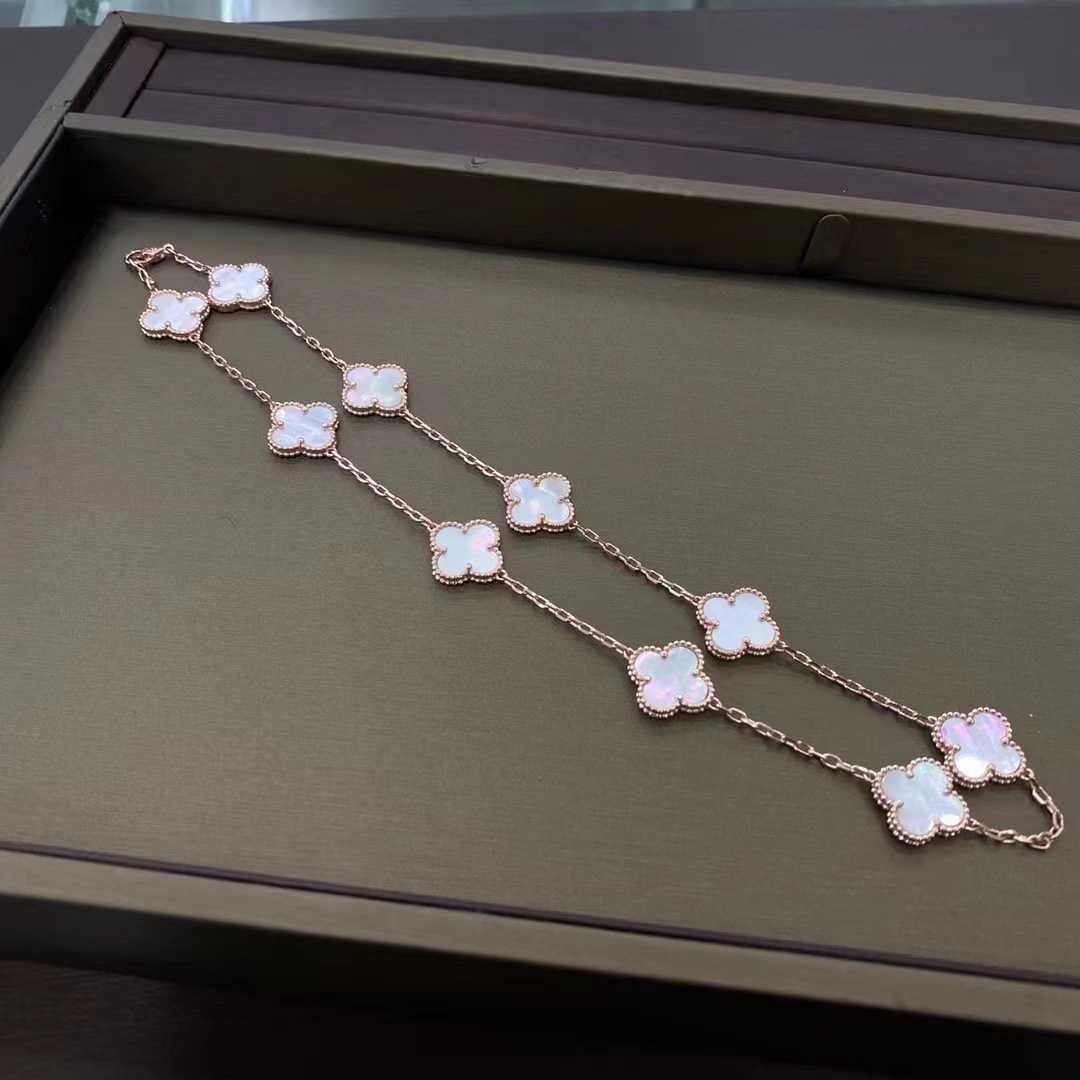 Ketting met tien bloemen Roségoud Wit Fr