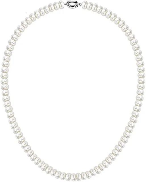 Collier de perles blanches-50cm-9-10mm