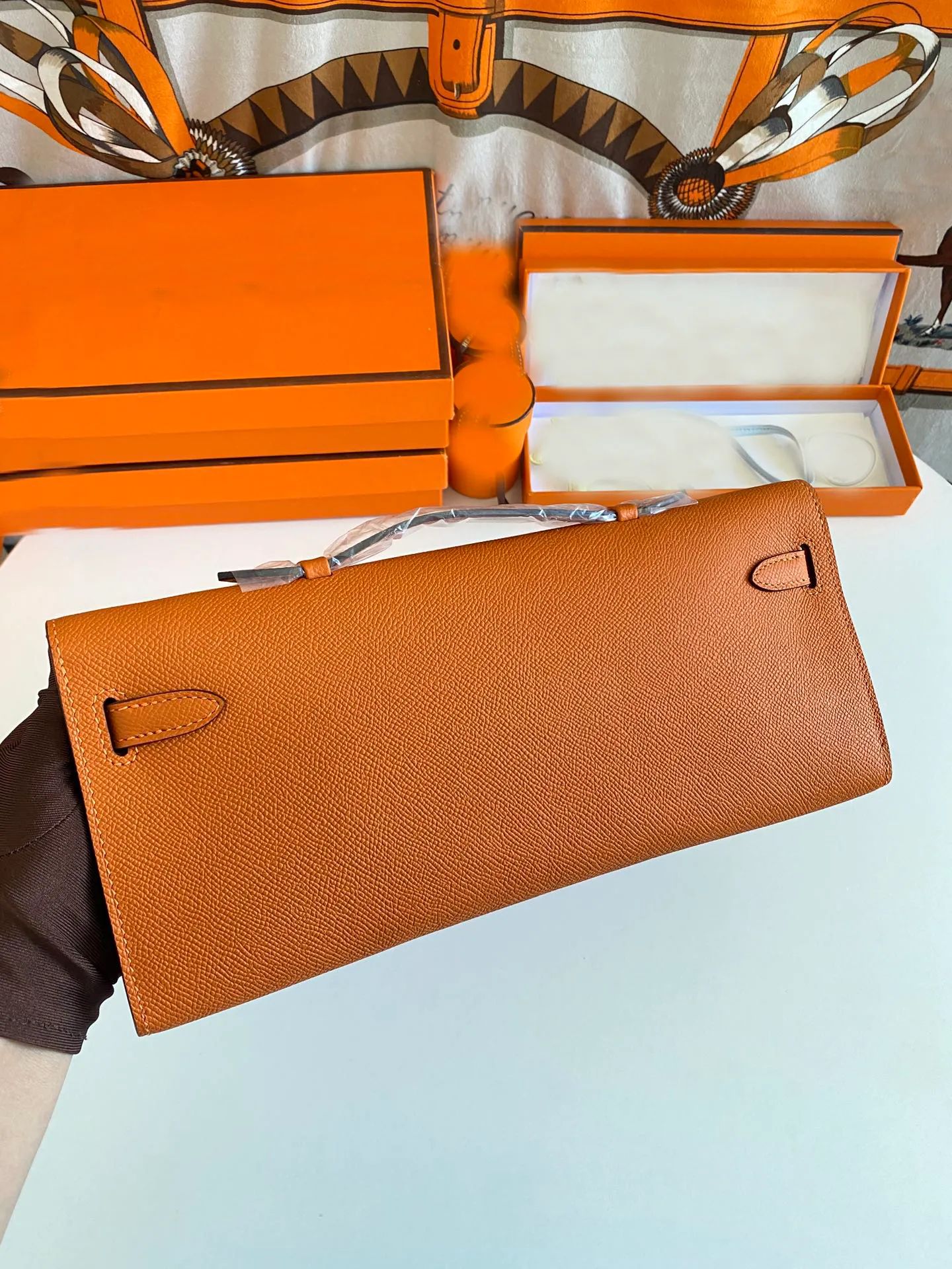 Orange Smooth top leather