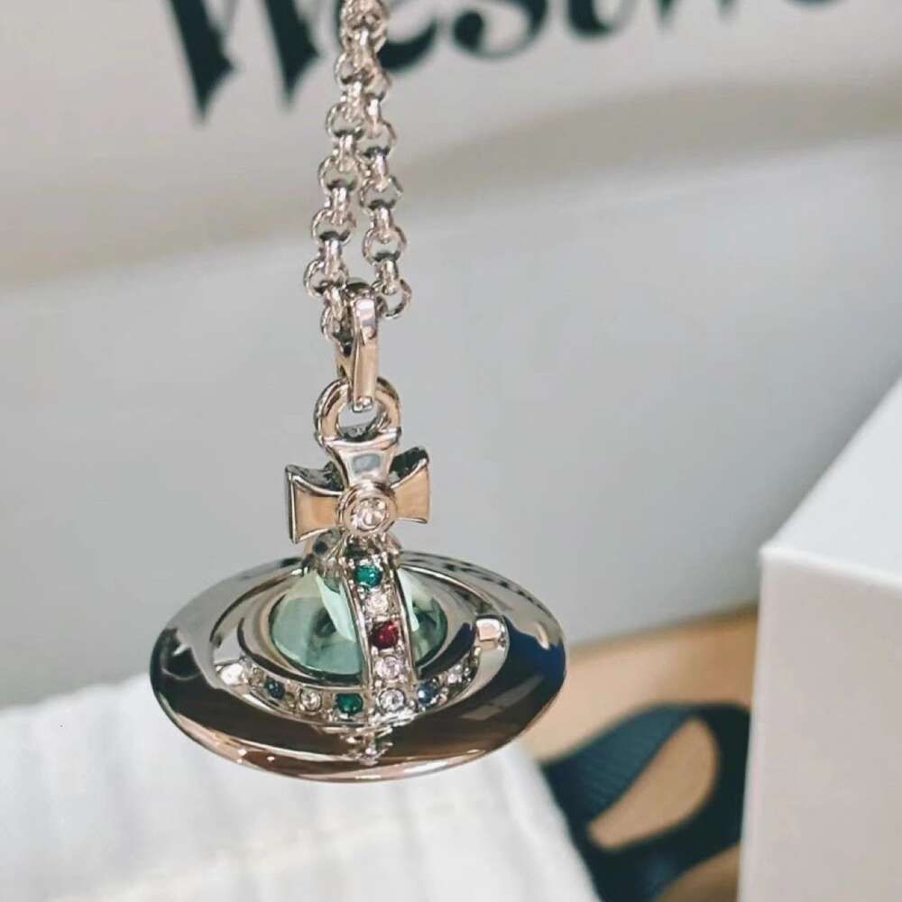 Blue Saturn Sparkling Diamond Necklace