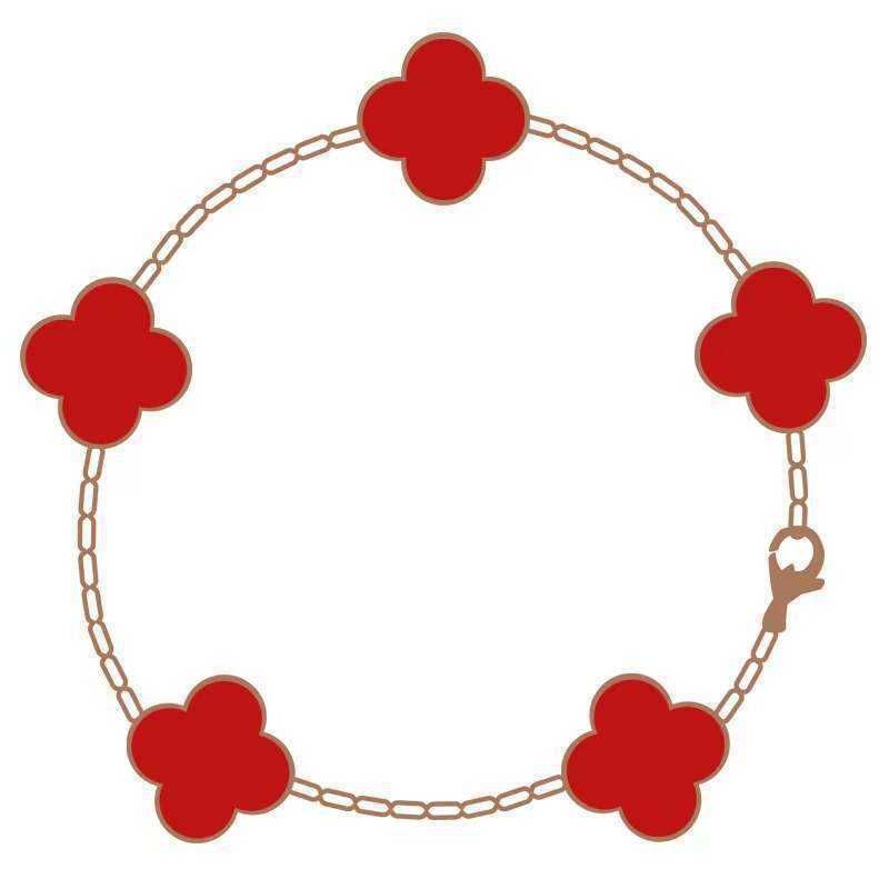 Bracelet cinq fleurs en calcédoine rouge (r