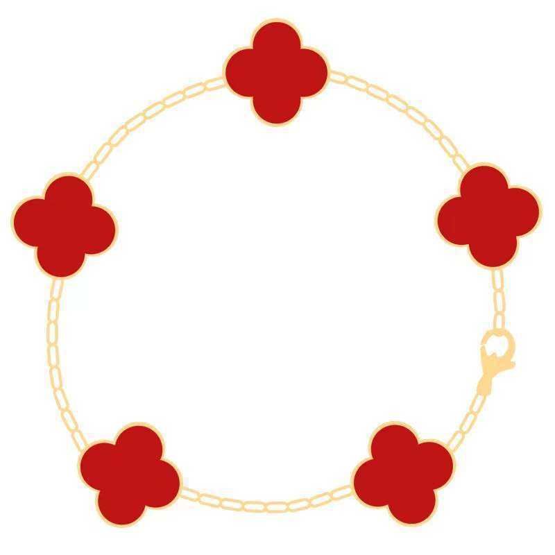 Bracelet cinq fleurs en calcédoine rouge (g