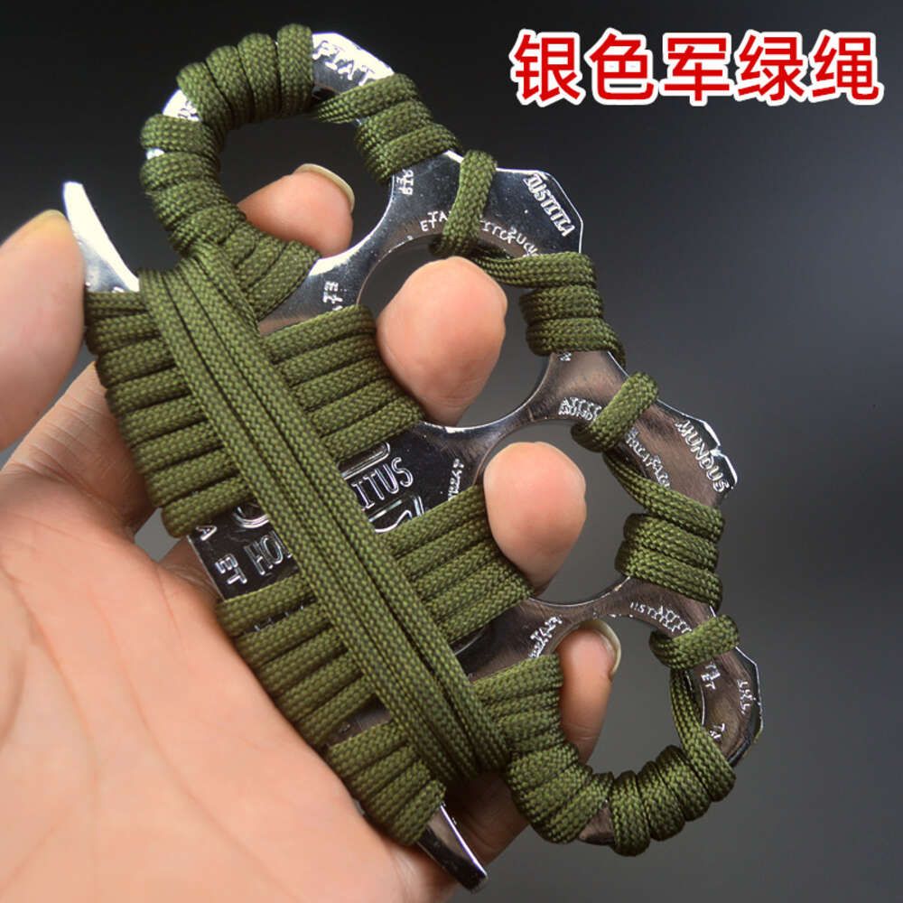 Silver thick military green wrapped rope