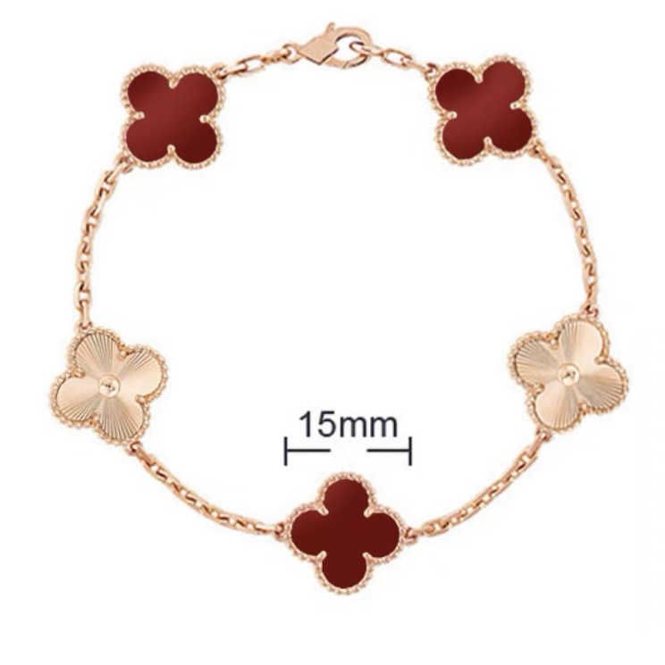 Brac à cinq fleurs Rose doré rouge Laser