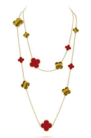 Collier Seize Fleurs avec Wh Doré