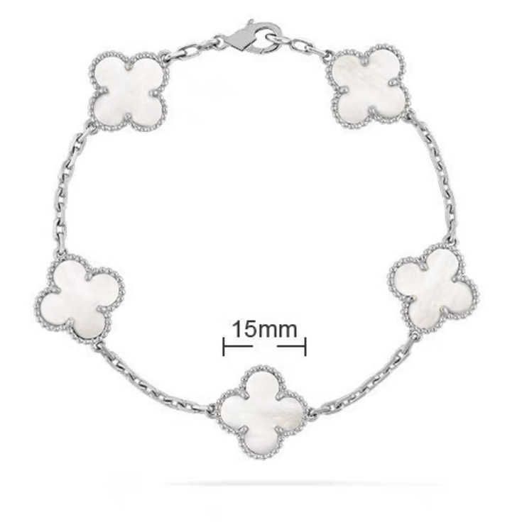 Bracelet Platine Blanc Cinq Fleurs