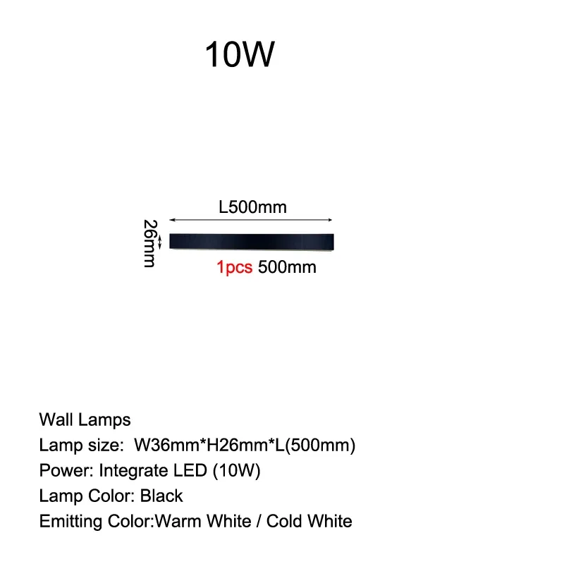 L50cm varm vit (2700-3500k) svart