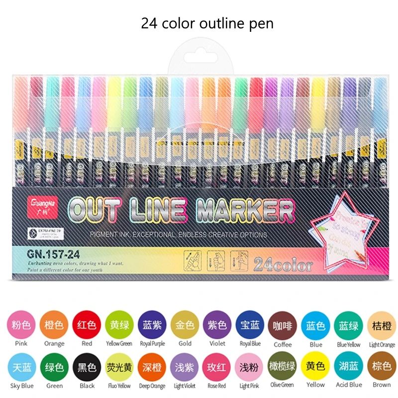 Color:24 color outline pen