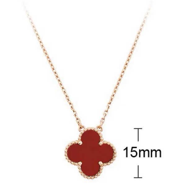 Collier à fleur unique rouge en or rose