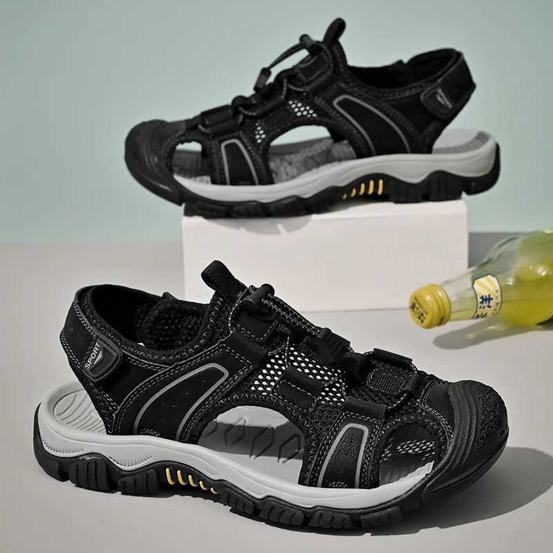 Sommer-Herren-Sandalen aus atmungsaktivem Mesh-Gewebe, geeignet für Strand, Outdoor-Aktivitäten, rutschfeste Sohle, wasserdichte Wanderschuhe, wasserdichte Schuhe für Fluss- und Angeltouren (240612)_voghion.com