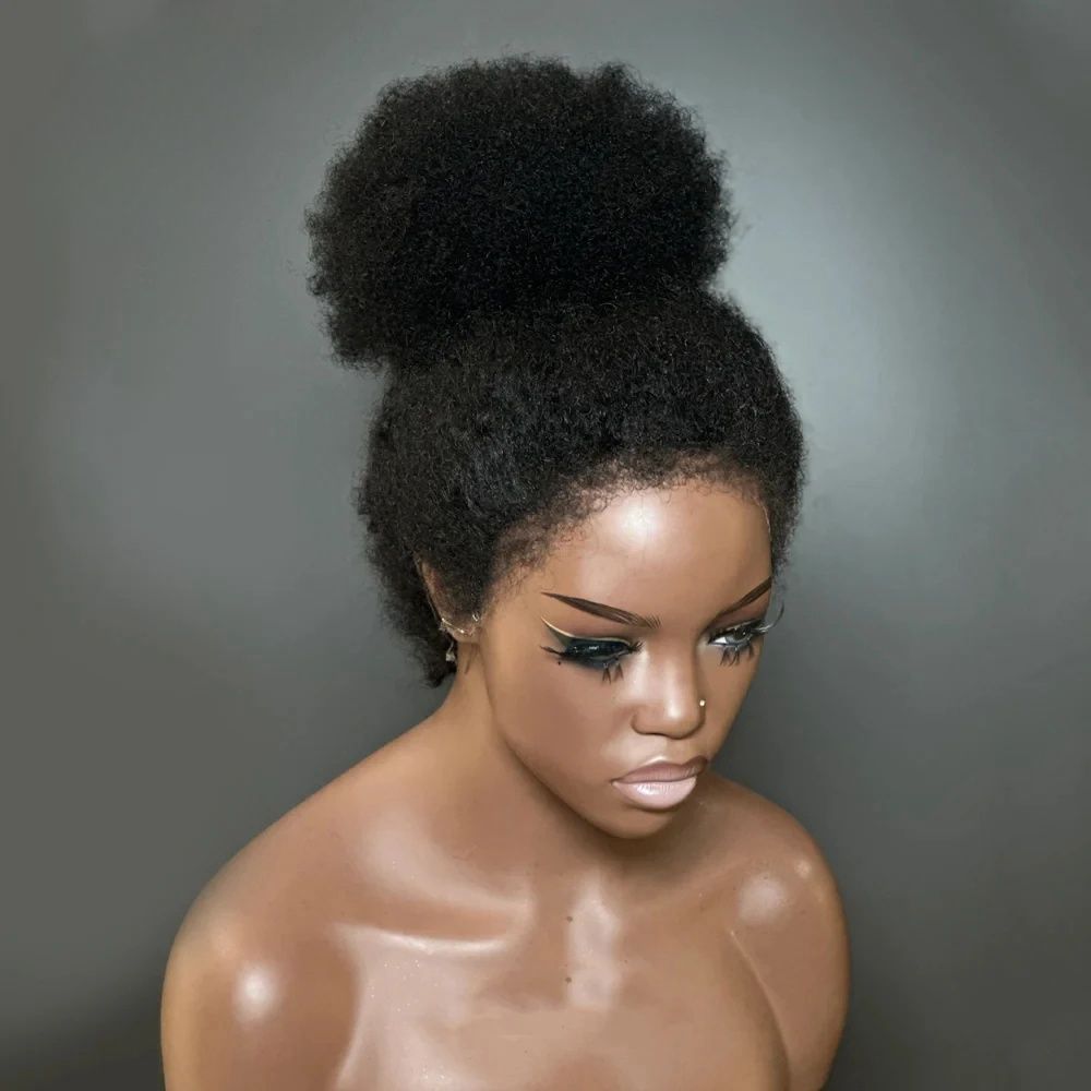 Mongolian Hair Kinky Curly edge Wig Short Bob 13x4 Lace view 2
