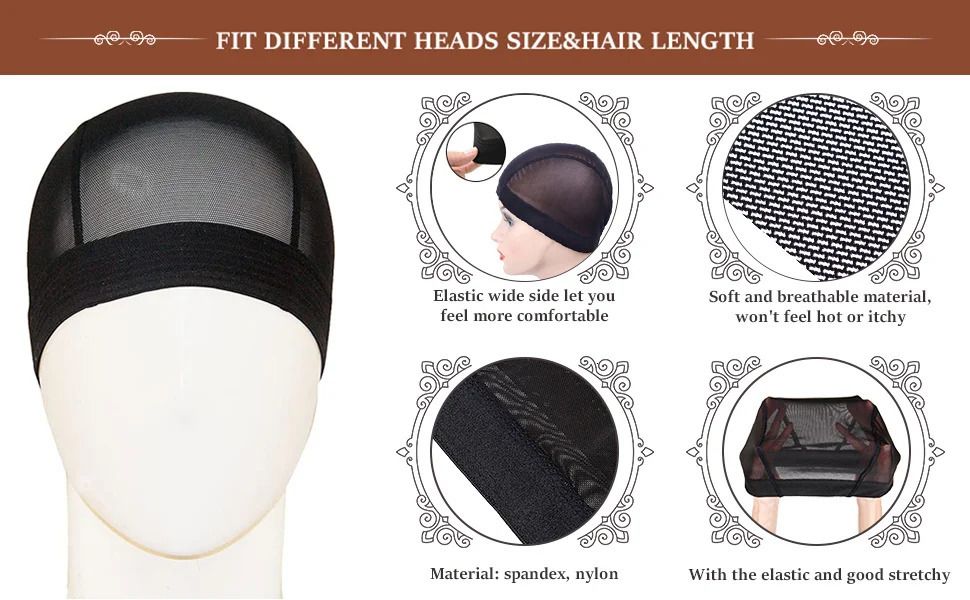 6 Pack Elastic Mesh Dome Wig Cap for Making Wigs detail view 4