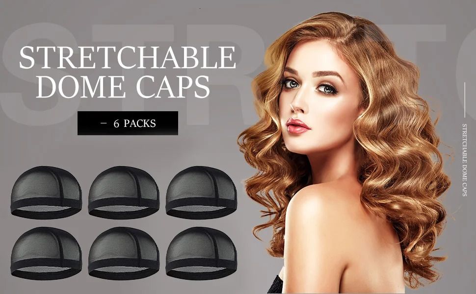 6 Pack Elastic Mesh Dome Wig Cap for Making Wigs detail view 3