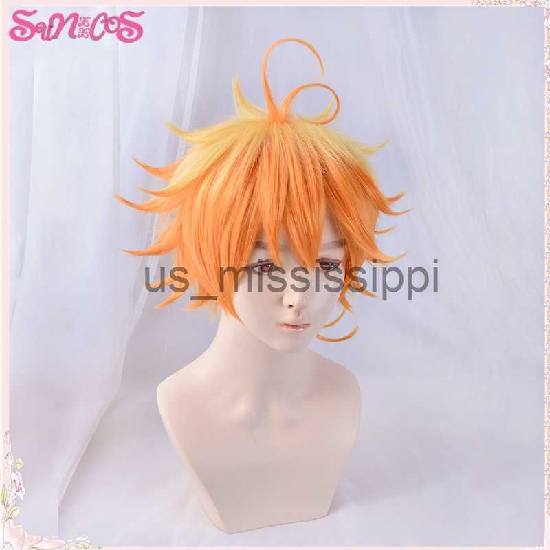 Anime The Promised Neverland Emma Short Curly Yellow Cosplay Wigs