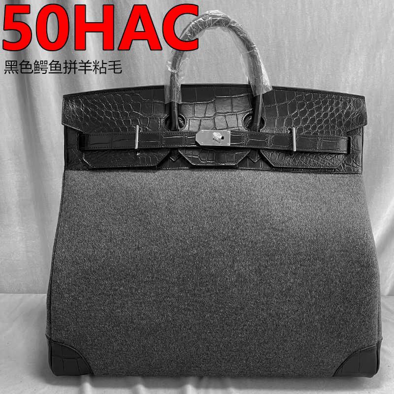 50cm hac black matte crocodile skin