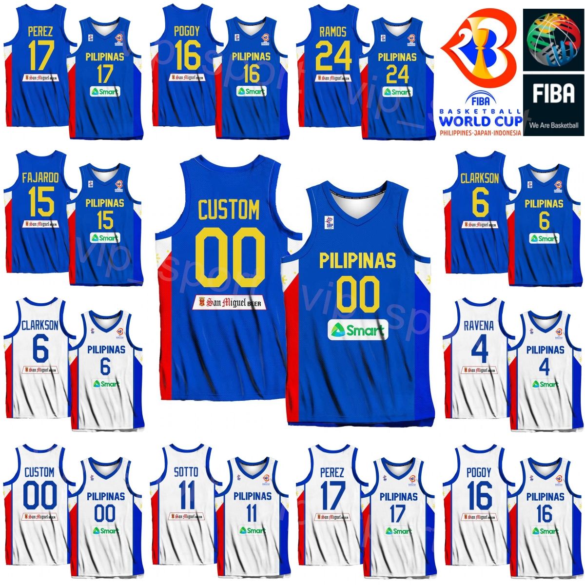 Printed World Cup 2023 Basketball Jersey Philippines Shirt 6 CLARKSON 24  Dwight RAMOS 15 June Mar FAJARDO 34 ARIEL JOHN EDU 16 ROGER POGOY 13 JAMIE  JAMES MALONZO From Best_sale_store, $14.1