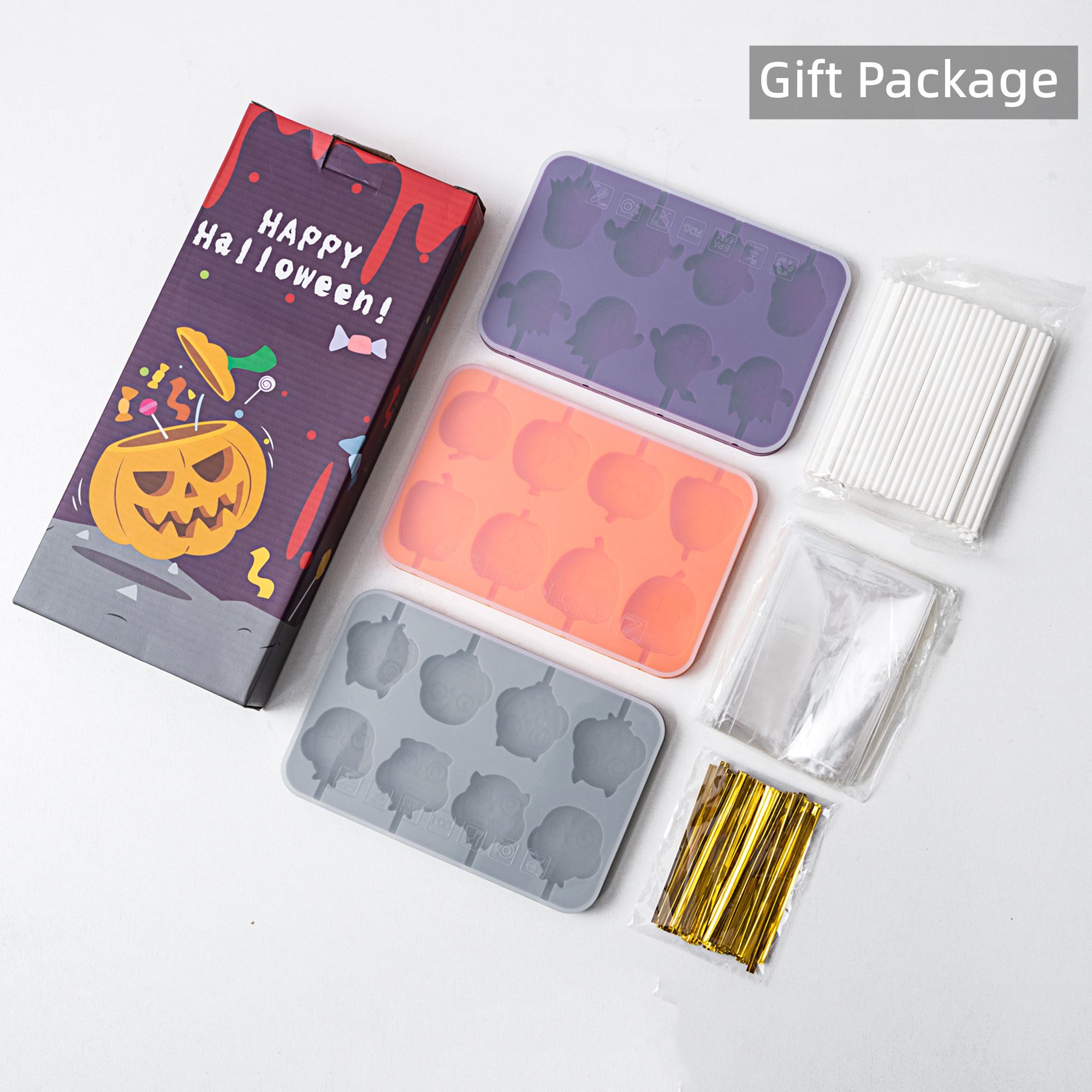 Tadonyny Halloween Lollipop Molds Set Of 3, Halloween Candy Molds With  Lids, Lollypop Chocolate Gummy Molds Silicone With Lollipop Sticks Treat  Bags Twist Ties From Shuofeng2023, $19.9