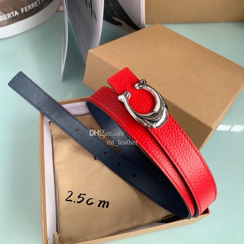 4# 2.5cm silver buckle Red belt