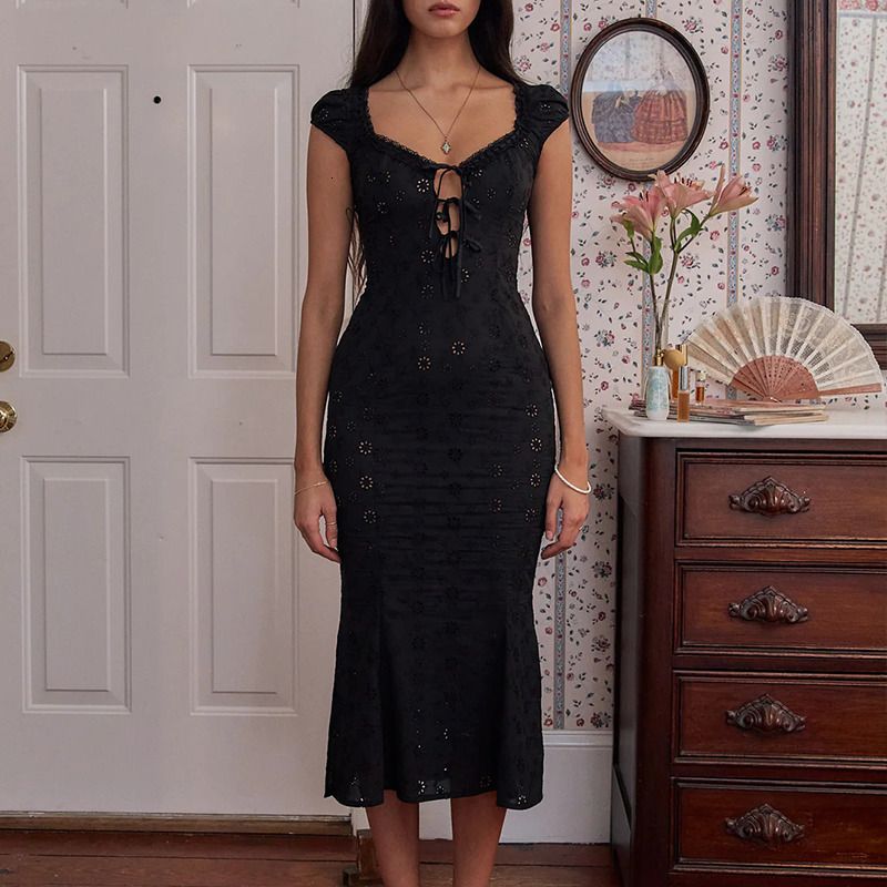 black midi dress