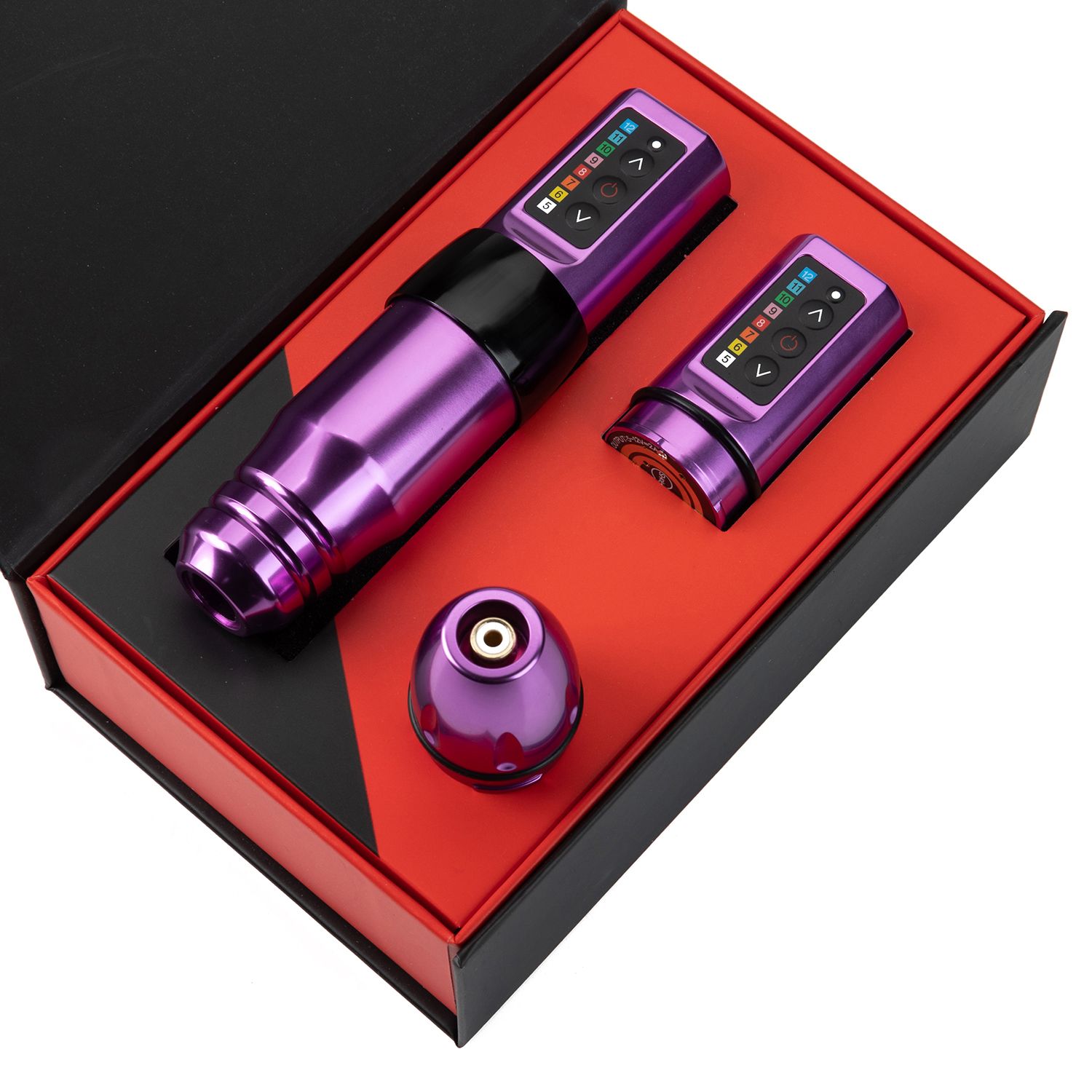 紫の2つのバッテリー