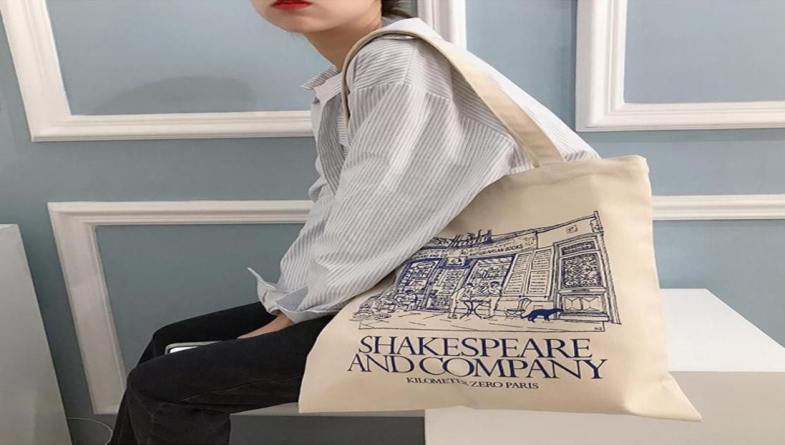 Women Canvas Shoulder Bag Shakespeare Print Ladies Shopping Bags Cotton  Cloth Fabric Purse Grocery Tote Books Handbag For Girls