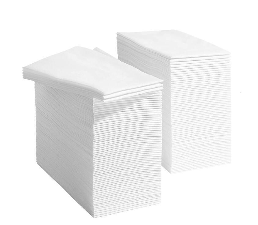 White Folded Napkin-Silver Text