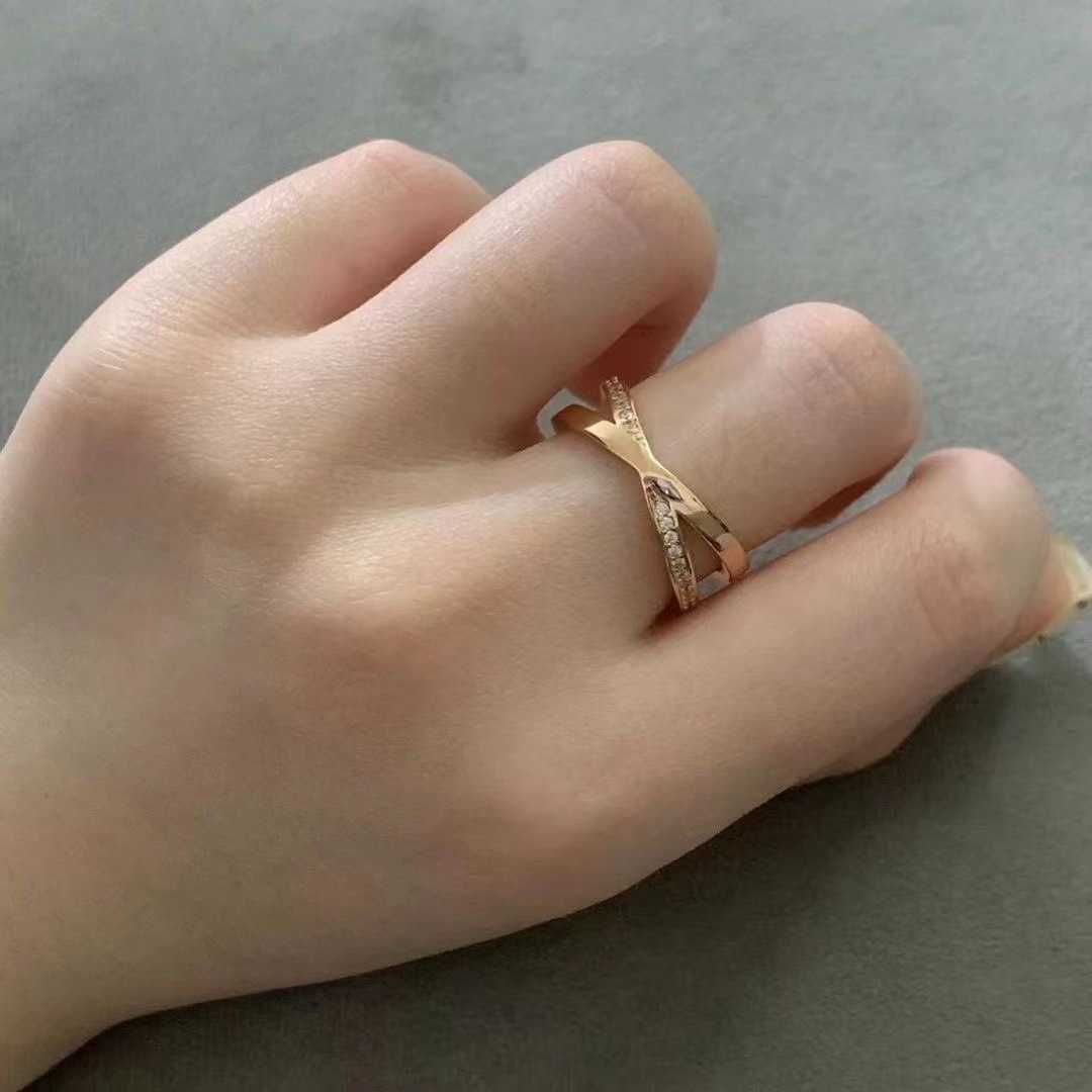 x-образное кольцо узкое издание розовое золото