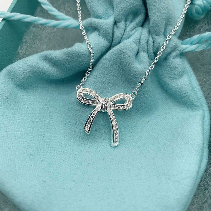 Bow Necklace Silver (with Diamond)