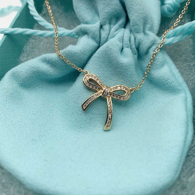 Bow Necklace Rose Gold (with Diamond)