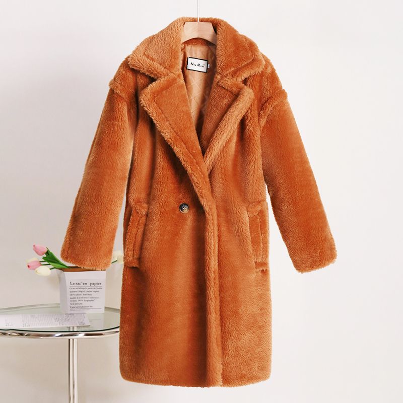 Manteau en peluche chameau