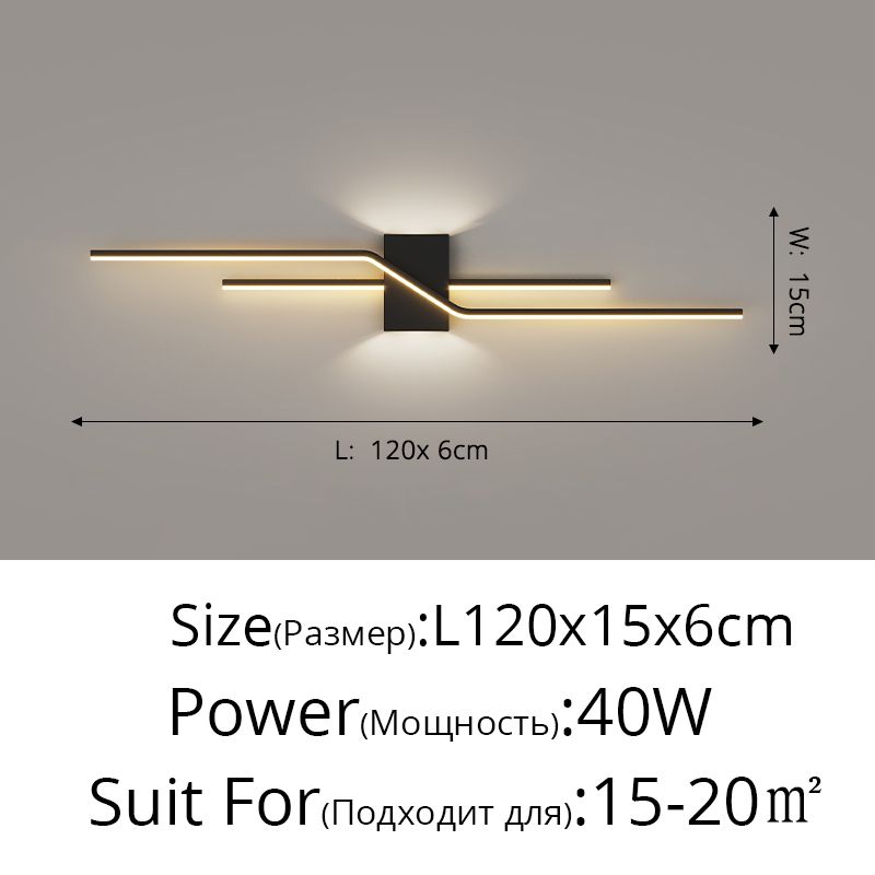 Uma luz preta branca de 120x15x6cm