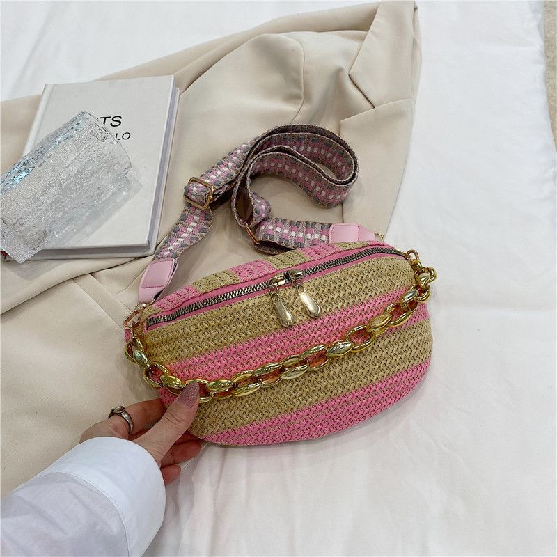 pink straw bag