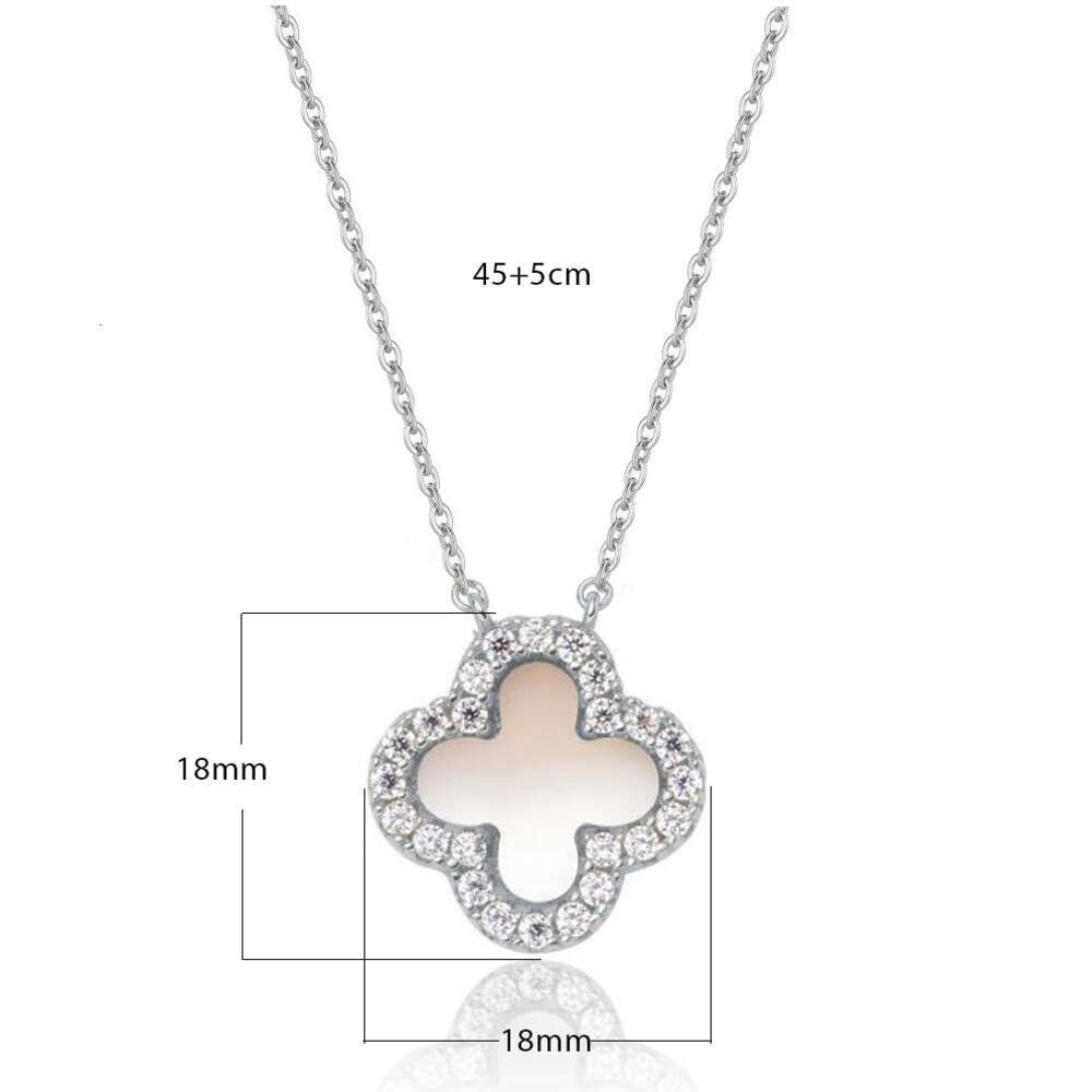 Collier-argent-blanc 18x18mm-Quatre-feuilles